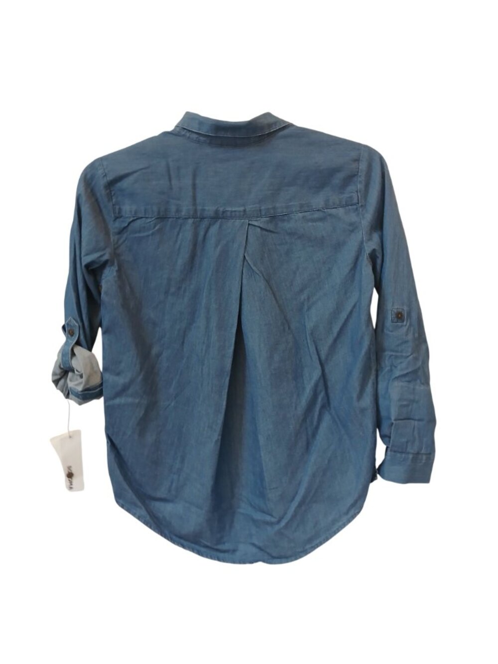 Sonoma Goods For Life Womens PS Chambray Embroidered Peplum Shirt  Blue NWT #D33 - Picture 2 of 9